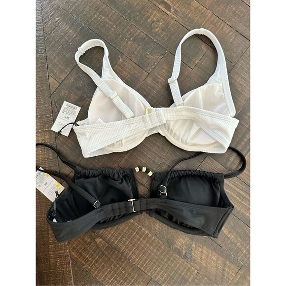 Shade & Shore 36C Black and White 2X Bikini Tops New - Picture 3 of 3